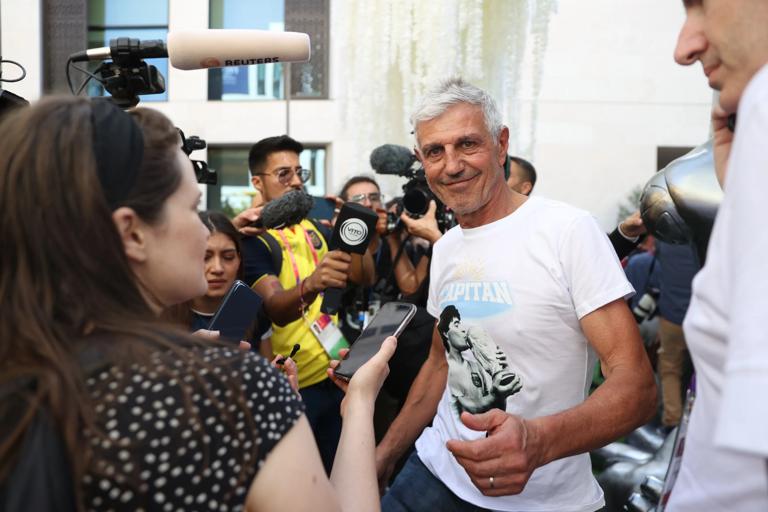 DOHA, QATAR - NOVEMBER 25: FIFA World Cup 1986 champion Ricardo Giusti smiles during a tribute event organized by CONMEBOL to late football legend Diego Maradona on the second anniversary of his death at The Three of Dreams in the Msheireb district during the FIFA World Cup Qatar 2022 at on November 25, 2022 in Doha, Qatar. (Photo by Alex Pantling/Getty Images)